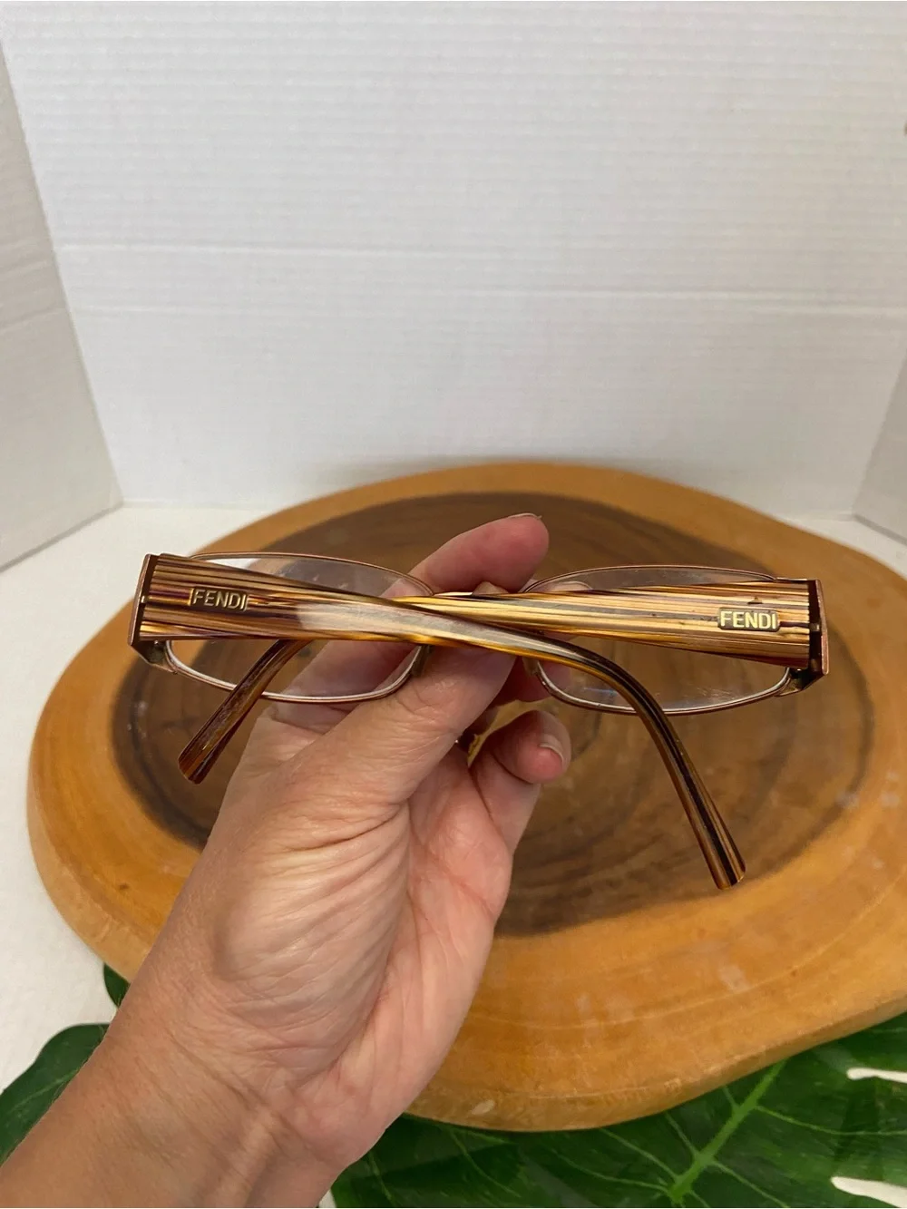 Fendi Woodgrain finish Eyeglasses Frames